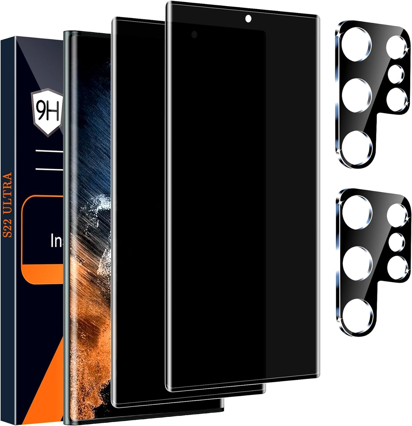 Letosan 2 Pack Galaxy S22 Ultra Privacy Screen Protector, 9H Tempered Glass, Ultrasonic Fingerprint Support, 3D Curved, HD Clear Anti-Spy Film for Samsung S22 Ultra 5G Glass Screen Protector letosan S22Ultra-6.8Inch-Privacy-Upgrade1005