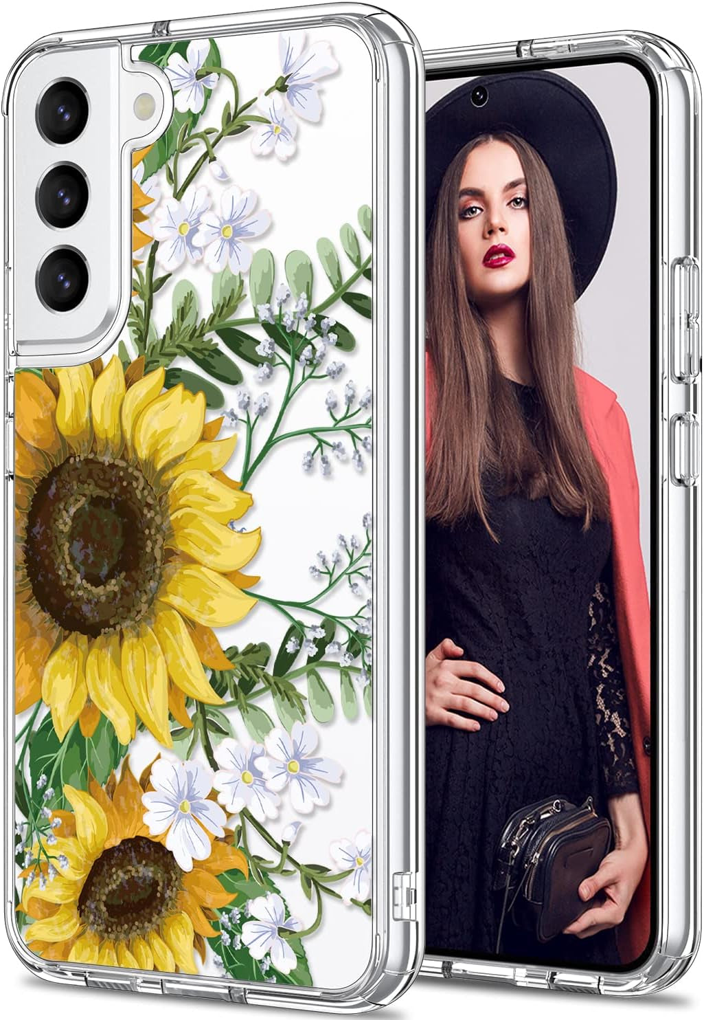 ICEDIO for Samsung Galaxy S22 Case,Slim Fit Crystal Clear Cover with Fashionable Designs for Girls Women,Durable Rugged Protective Phone Case for Samsung Galaxy S22 6.1" Cute Flower Garden ICEDIO Sunflowers Floral