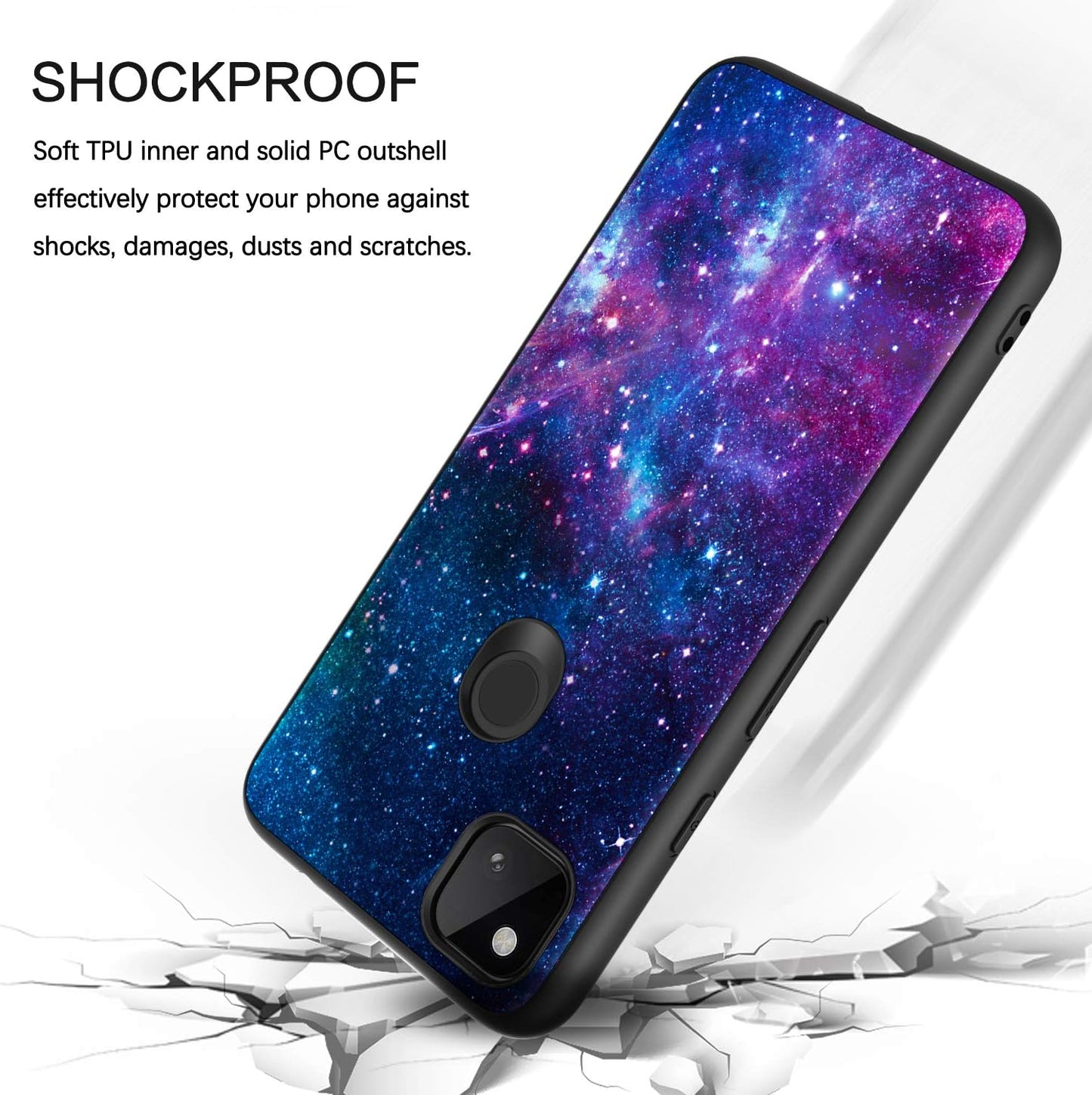 BENTOBEN Pixel 4A Case, Google Pixel 4A Case, Slim Fit Glow in the Dark Slim Protective Hybrid Hard PC Soft TPU Bumper Girls Women Cover for Google Pixel 4A 4G,Nebula/Galaxy BENTOBEN