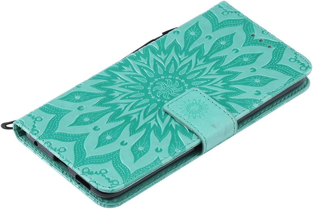 LG V30 Case LG V30 Cover EMAXELER Stylish Wallet 3D Embossed Kickstand Flip Relief Sun Flower Three Dimensional Cards Slot Cash Pockets PU Leather for LG V30 Sun Green EMAXELER