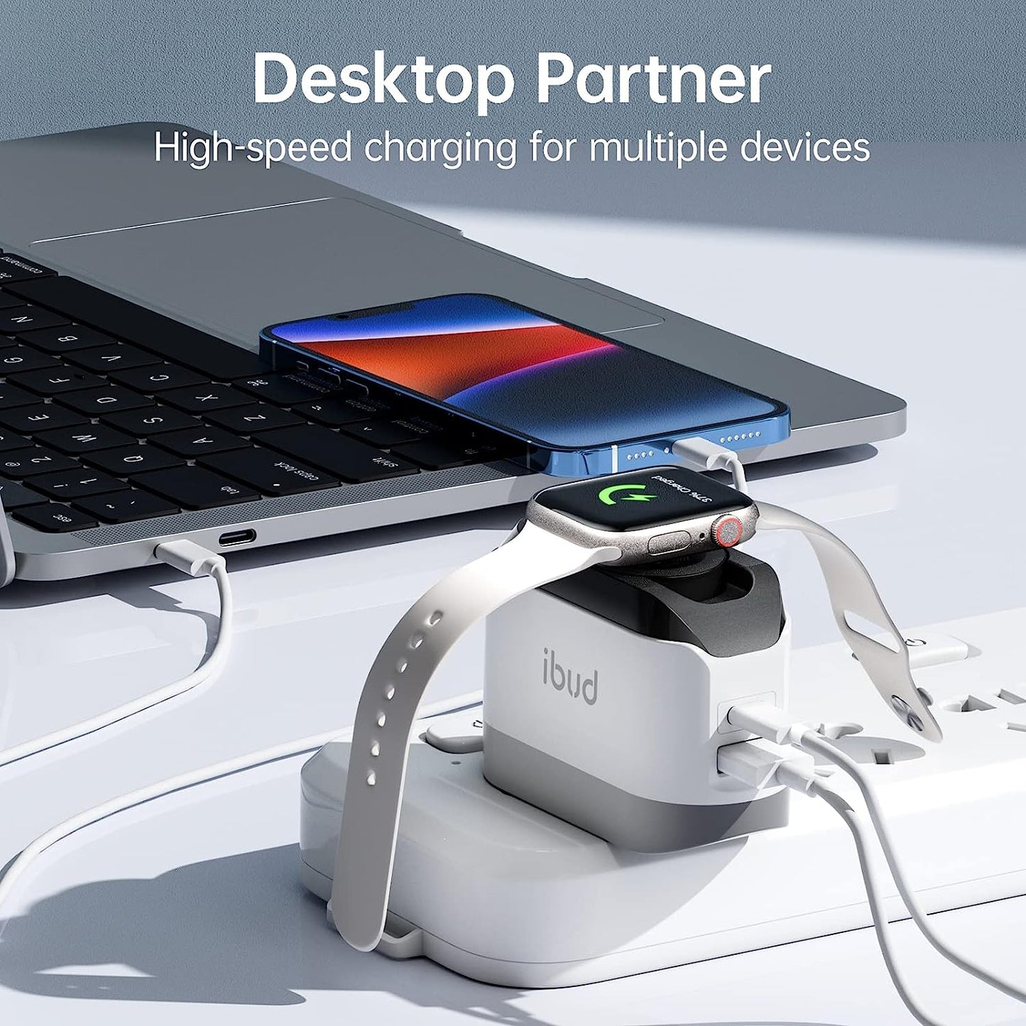 BUDI Iphone Fast Charger with Foldable Apple Watch Wireless Charging USB PD 38W Wall Charge Travel Charger for Apple Watch Block Wall Charger Iphone 13/12/Mini/12 Pro Max Phone Airpods, Apple Watch BUDI