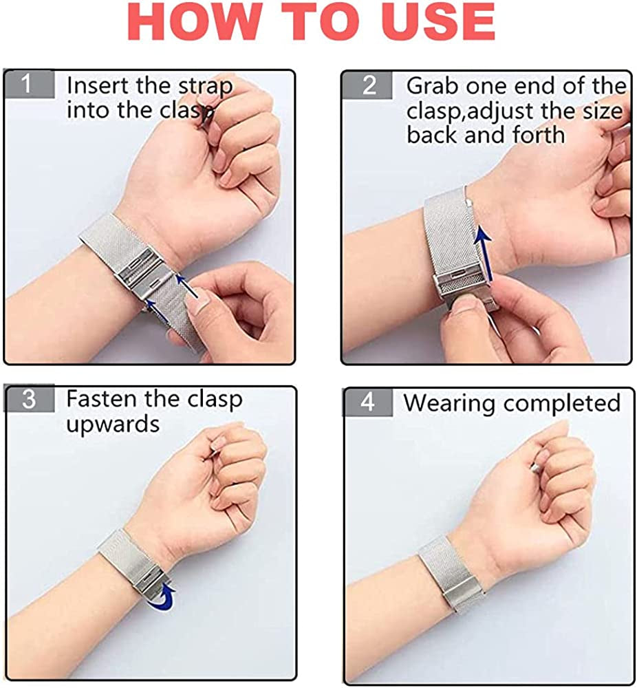 Krudary Bands Compatible with Garmin Vivoactive 4S /Venu 2S/ Vivomove 3S, 18Mm Mesh Woven Stainless Steel Watch Band Metal Bracelet for Garmin Forerunner 255S 41Mm Krudary