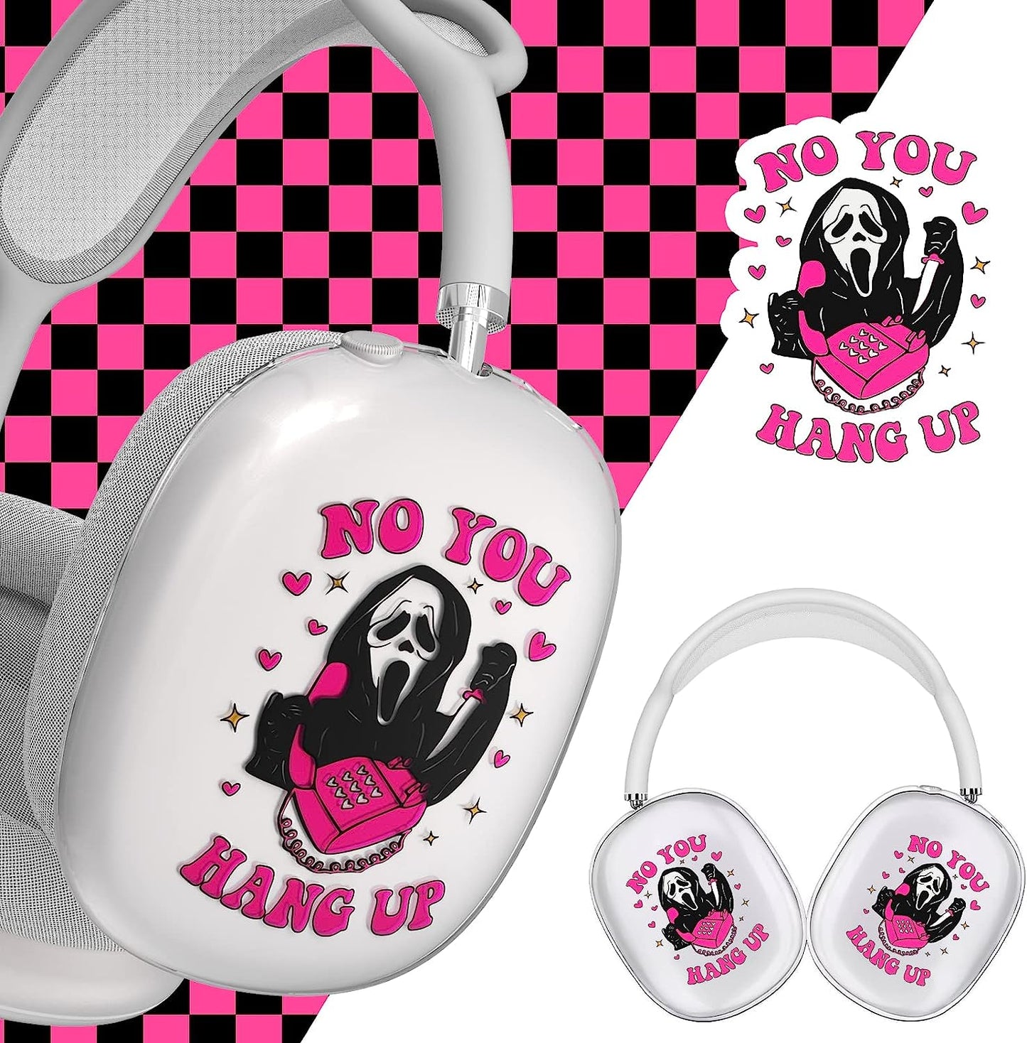 Clear Bad Funny Bunny Design Airpods Max Case,Soft Silicone TPU Protective Cover Accessories Compatible with Apple Airpods Max for Teens Boys Girls AIBEAMER Scream Ghost