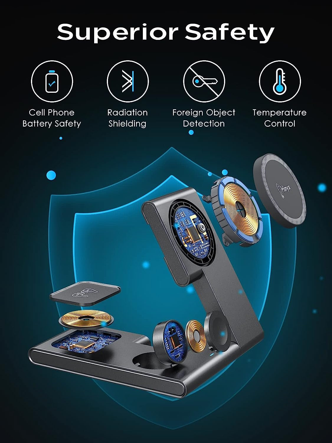 3-In-1 Fast Charging Foldable Magnetic Wireless Charger Magsafe Charger Stand for Iphone 14/13/12 Series, Iwatch 8-2, Airpods 3/2/Pro (With QC 3.0 Adapter) Hinyx Technology (Shenzhen) Co., Ltd.