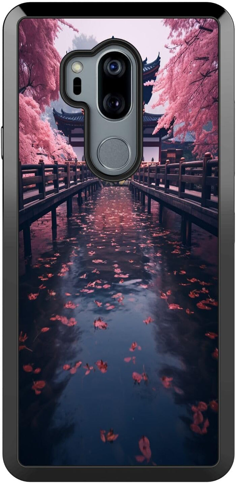 DAFEI Phone Case Compatible with LG G7 Thinq Sakura Designer Art073 Black Frame Shockproof and Slim Rubber TPU Material with Uniqe Design MINGSHUOSY Sakura Designer Art095