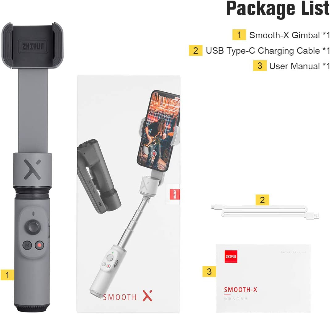 Zhiyun Smooth-Q 3-Axis Handheld Gimbal Stabilizer for Smartphone up to 220G or 6 Inches I.E. Iphone 7 Plus, Samsung S7, Huawei Mate Zhiyun