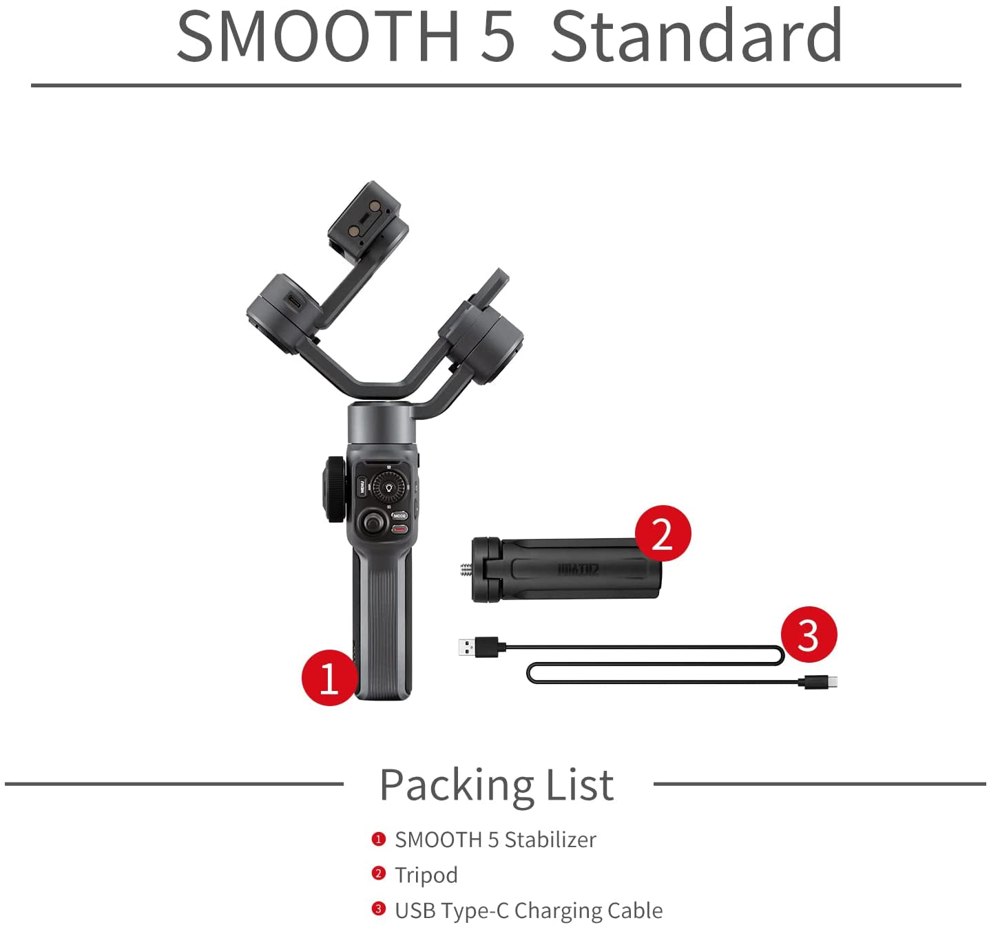 Zhiyun Smooth 5 Professional Smartphone Gimbal Stabilizer, 3-Axis Phone Gimbal Video,Compatible with Iphone 13 Pro Max Mini 12 11 XS X XR 8 Android ISO zhi yun