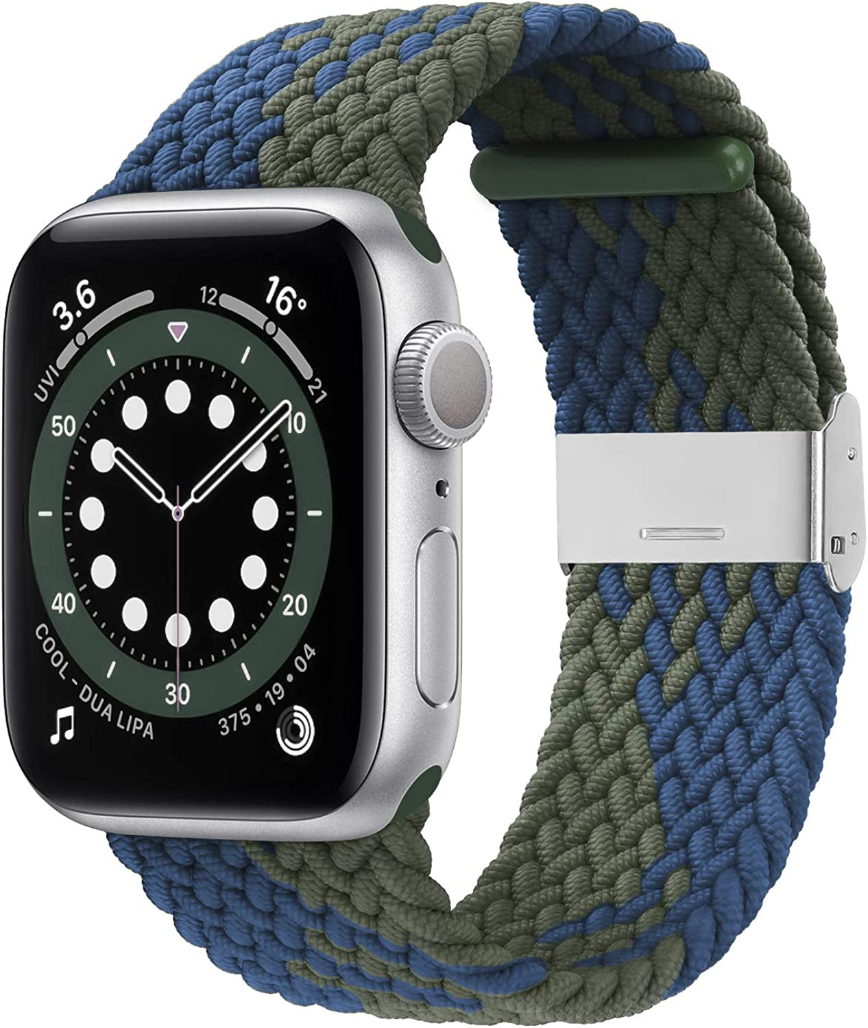 Bagoplus Compatible with Apple Watch Iwatch Bands 49Mm 38Mm 40Mm 41Mm 42Mm 44Mm 45Mm Women Men, Adjustable Braided Solo Loop Stretchable Elastics Sport for Iwatch Series 8/7/6/Se/5/4/3/2/1/Ultra Bagoplus Blue-Green 38mm/40mm/41mm - 4.5"-7.9"