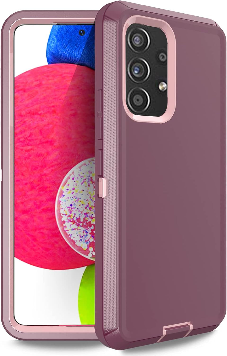 Case for Samsung Galaxy A53 5G, Anloes Galaxy A53 5G Phone Case Heavy Duty Shockproof Dustproof Rugged Defender Protective, 3 in 1 Bumper Cover for A53 5G Black(Without Screen Protector) Anloes Purple