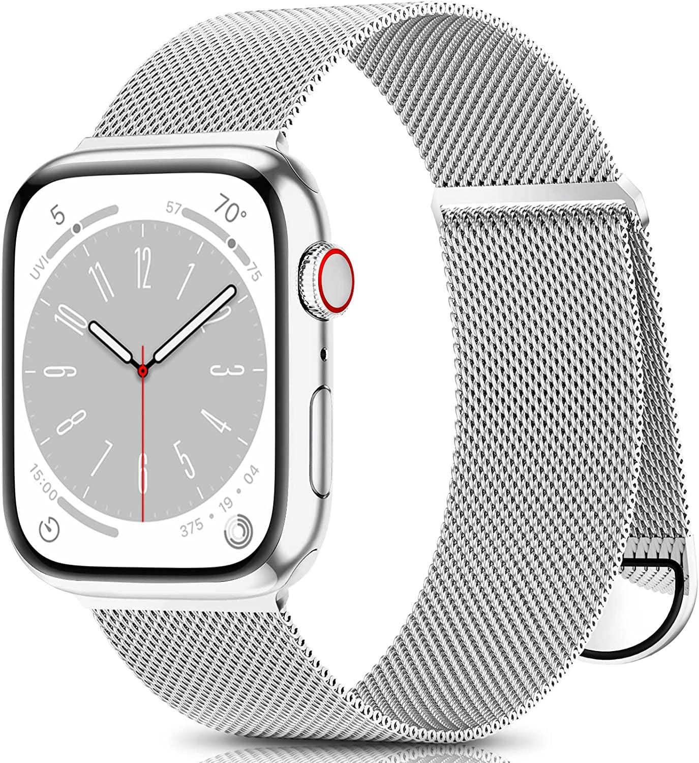 ZALAVER Metal Band Compatible with Apple Watch Bands 38Mm 40Mm 41Mm 42Mm 44Mm 45Mm 49Mm Women Men, Adjustable Magnetic Stainless Steel Mesh Replacement Strap for Iwatch Ultra Series 8 7 6 5 4 3 2 1 SE ZALAVER Silver 38mm/40mm/41mm