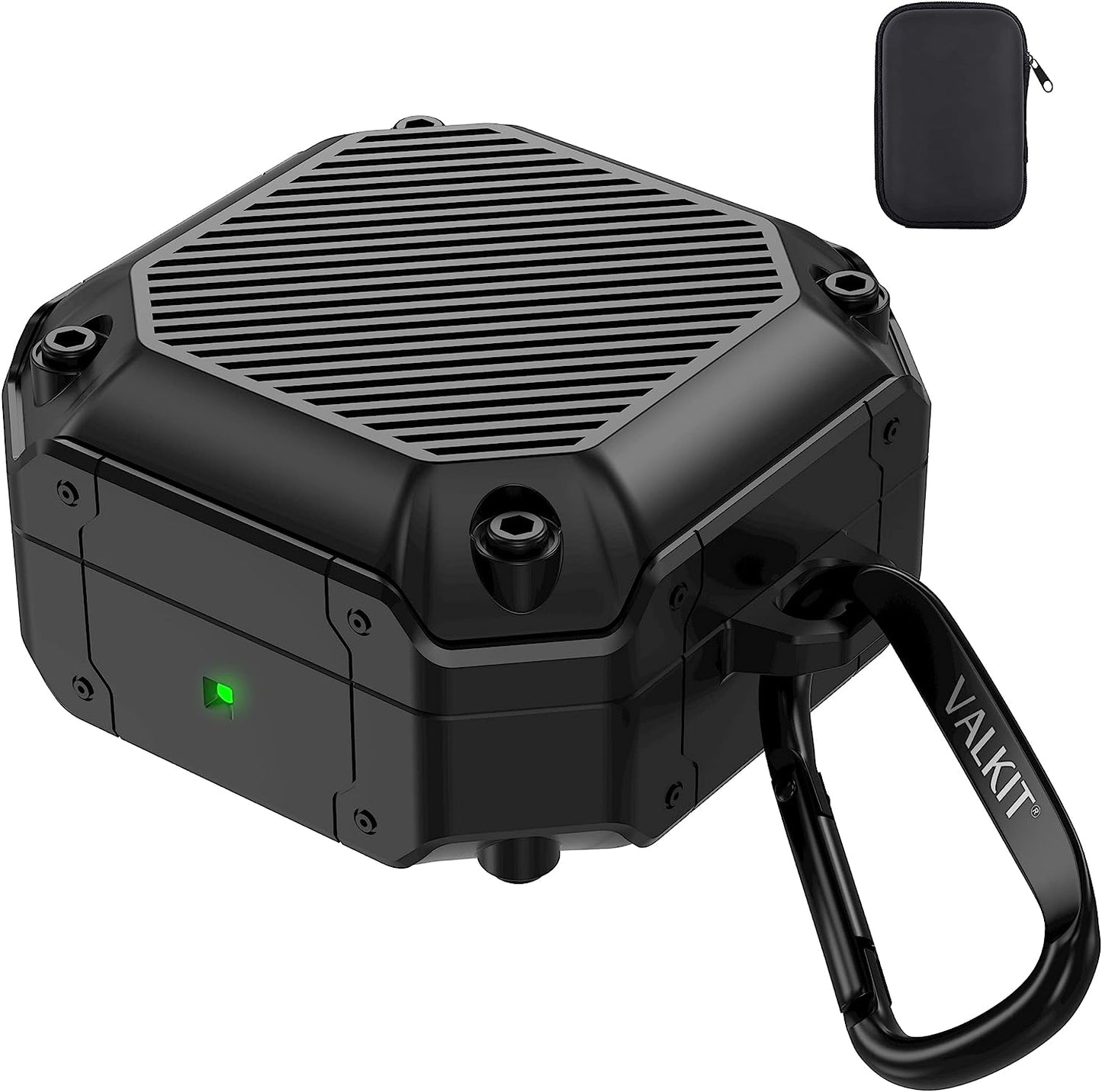 Valkit Compatible Samsung Galaxy Buds 2 Pro Case/Galaxy Buds Pro/2/Live Case Cover, Cool Military Full Body Shockproof Case with Keychain for Men Women Samsung Earbuds Protective Skin, Green VKT Black