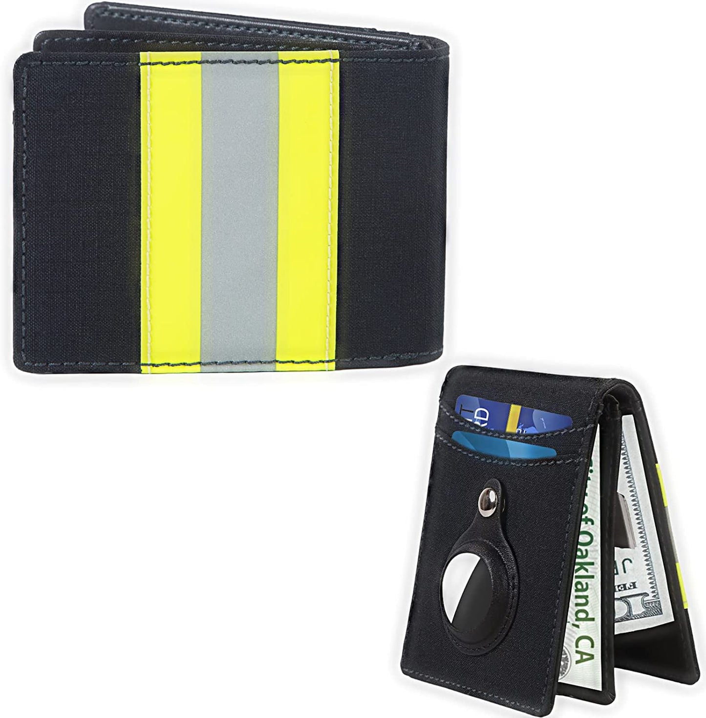ARCTOTTI Airtag Wallet for Men with Money Clip Security Rfid Blocking Attach Flip Slots, Supper Durable Firefighter Nomex Fabric, Protection Card Design, Id Window Credit Card Holder with Gift Box ARCTOTTI