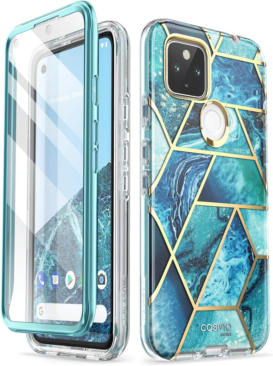 I-Blason Cosmo Series for Google Pixel 4A 5G Case 6.2 Inch (2020), Slim Full-Body Stylish Protective Case with Built-In Screen Protector (Marble) i-Blason Ocean