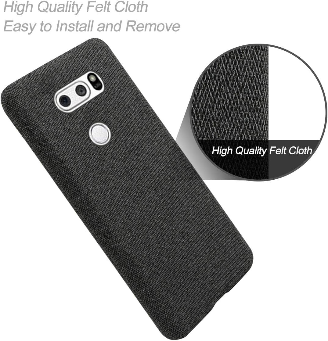 Grandcase LG V30 Case,Ultra-Thin Felt Cloth Anti-Fingerprint Shock Absorber Protective Cover for LG V30 6.0" -Black Grandcaser