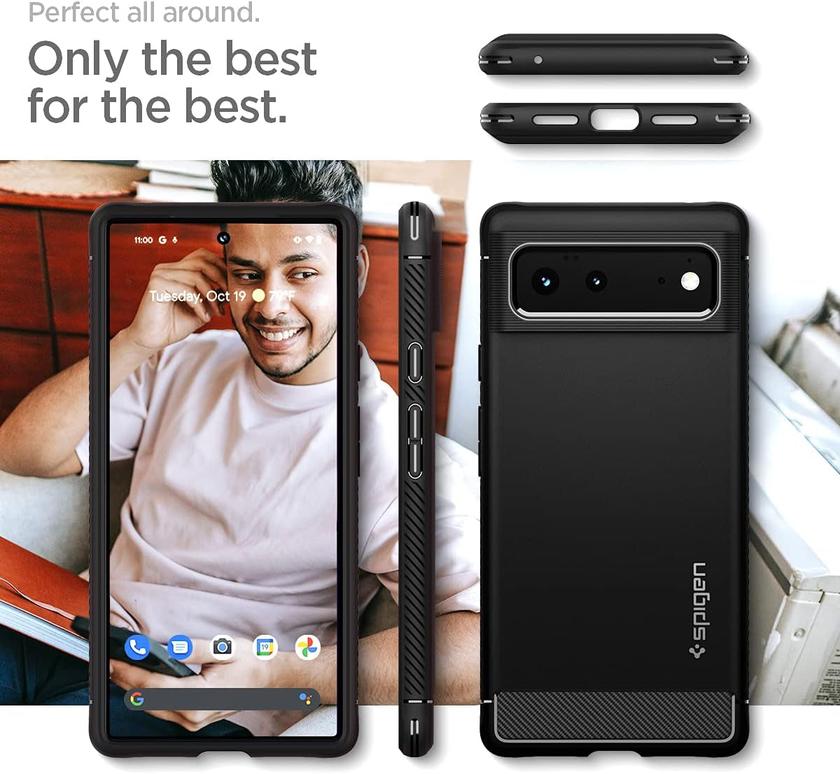 Spigen Rugged Armor Designed for Google Pixel 6 Case (2021) - Matte Black Spigen