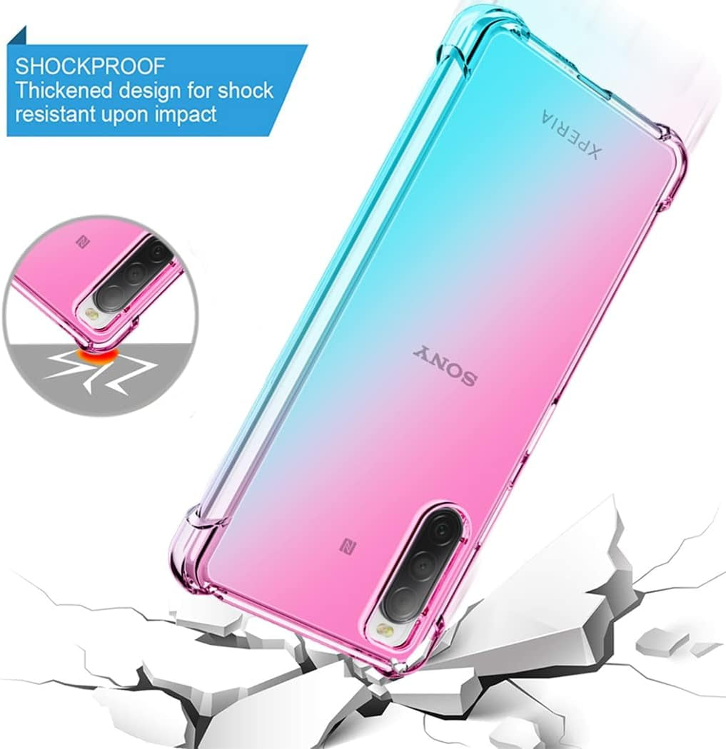 Ueokeird for Xperia 10 IV 5G Case, Sony 10 IV Case, Clear Cute Gradient Phone Case Slim anti Scratch Flexible TPU Cover Shockproof Protective Case for Sony Xperia 10 IV (Pink/Green) Ueokeird