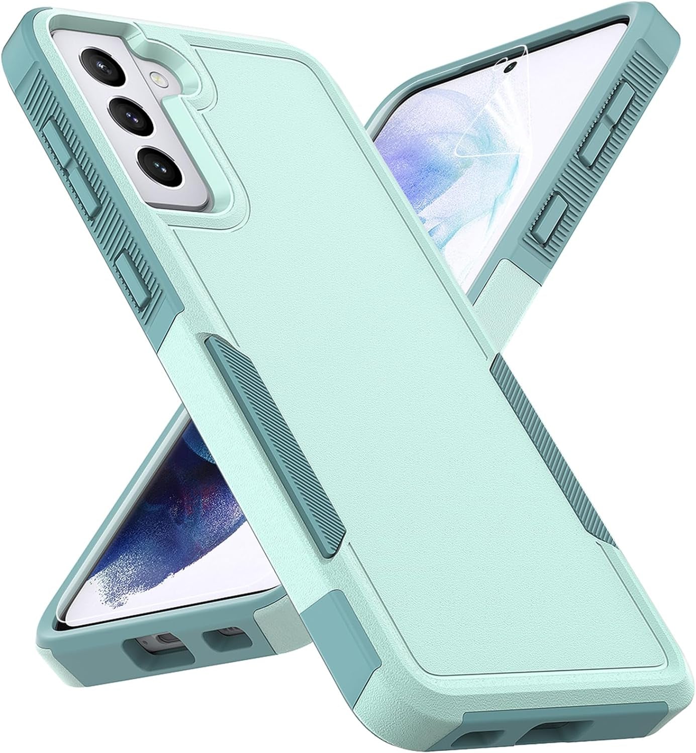 For Samsung Galaxy S21 plus Case: Dual Layer Protective Heavy Duty Cell Phone Cover Shockproof Rugged with Screen Protector - Military Protection Bumper Tough - Samsung Galaxy S21+ plus 5G, Blue Jinxian Co., Ltd. Mint Green (Pc) + Mint Green (Tpu)