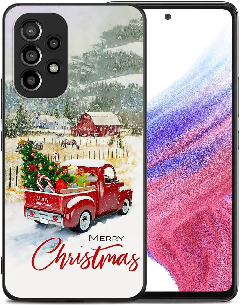 Compatible with Samsung Galaxy A53 Case, American Flag Eagle Aesthetic Pattern Design, Full Body Protection Shockproof Cover Case for Samsung Galaxy A53 5G 6.5" MSEAANBK Christmas Tree Red Truck