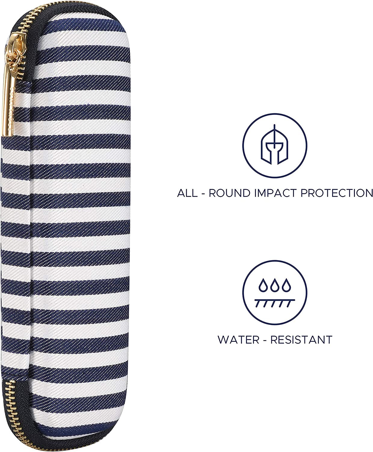 Comfyable Pencil Holder Pencil Case for Apple Pencil, Pen Accessories Elastic Strap Sleeve Protective Carrying Case for Airpods with Mesh Pockets, Blue Stripes Comfyable