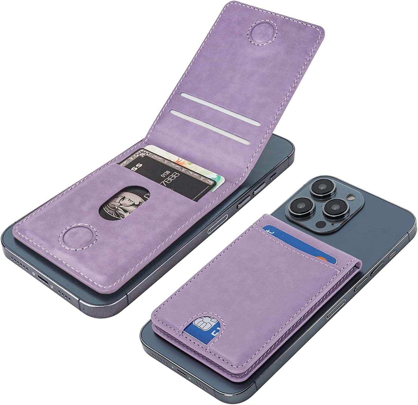 KIHUWEY for Magsafe Wallet Card Holder with Magnetic, Mag Safe Leather Detachable Kickstand RFID Wallet for Iphone 14 Pro Max/14 Pro/14/14 Plus/13 Pro Max/13 Pro/13/12 Pro Max/12 Pro/12 (Black) KIHUWEY Purple