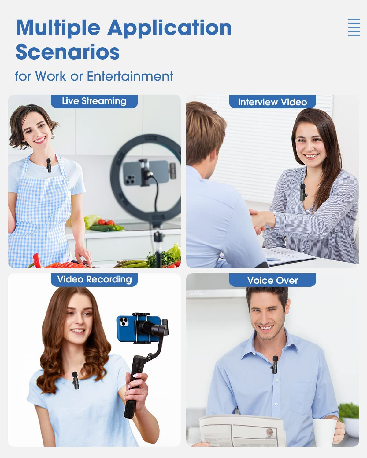 Wireless Lavalier Microphone for Ipad Mini Clip-On Microphone for Iphone Video Recording Denoise Omni Lav Lapel Mic for Interview/Youtube/Vlog/Live Streaming/Tiktok/Content Creator NICHOM