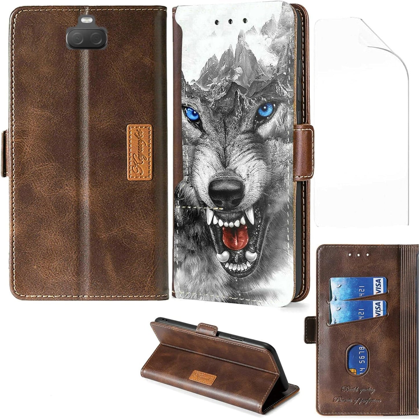 Flip Case Compatible for Sony Xperia 10 plus Case + Film Soft TPU Screen Protector Phone Case Stand Cover CPT-XQ Aroepurt Cpt-Xkl