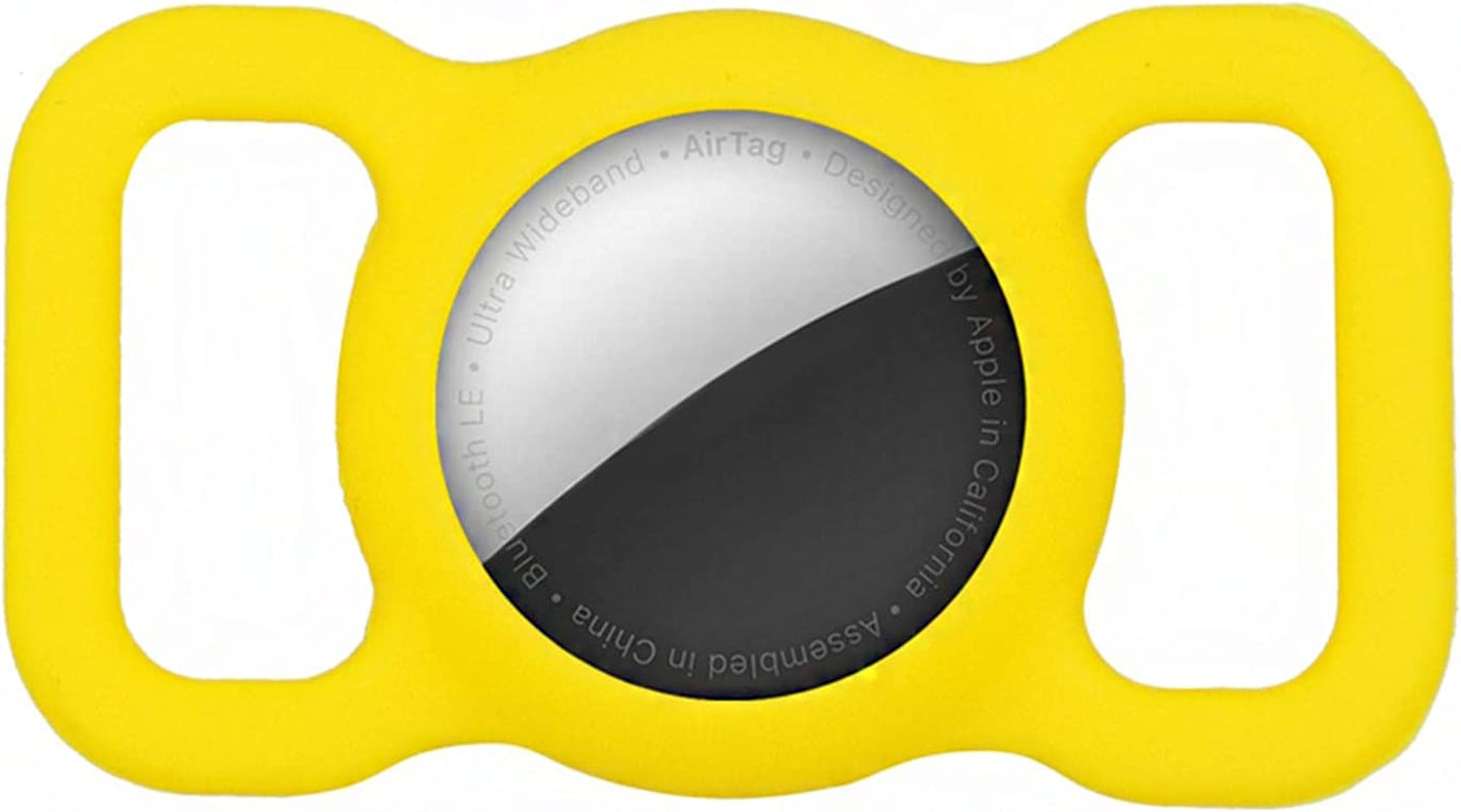 Dog Collar Holder Perfect for Apple Airtag 2 Pack - Protective Case and Airtag Holder for Pets, Backpacks - Air Tag Case (Black & Black) Basman Yellow 1 Pack