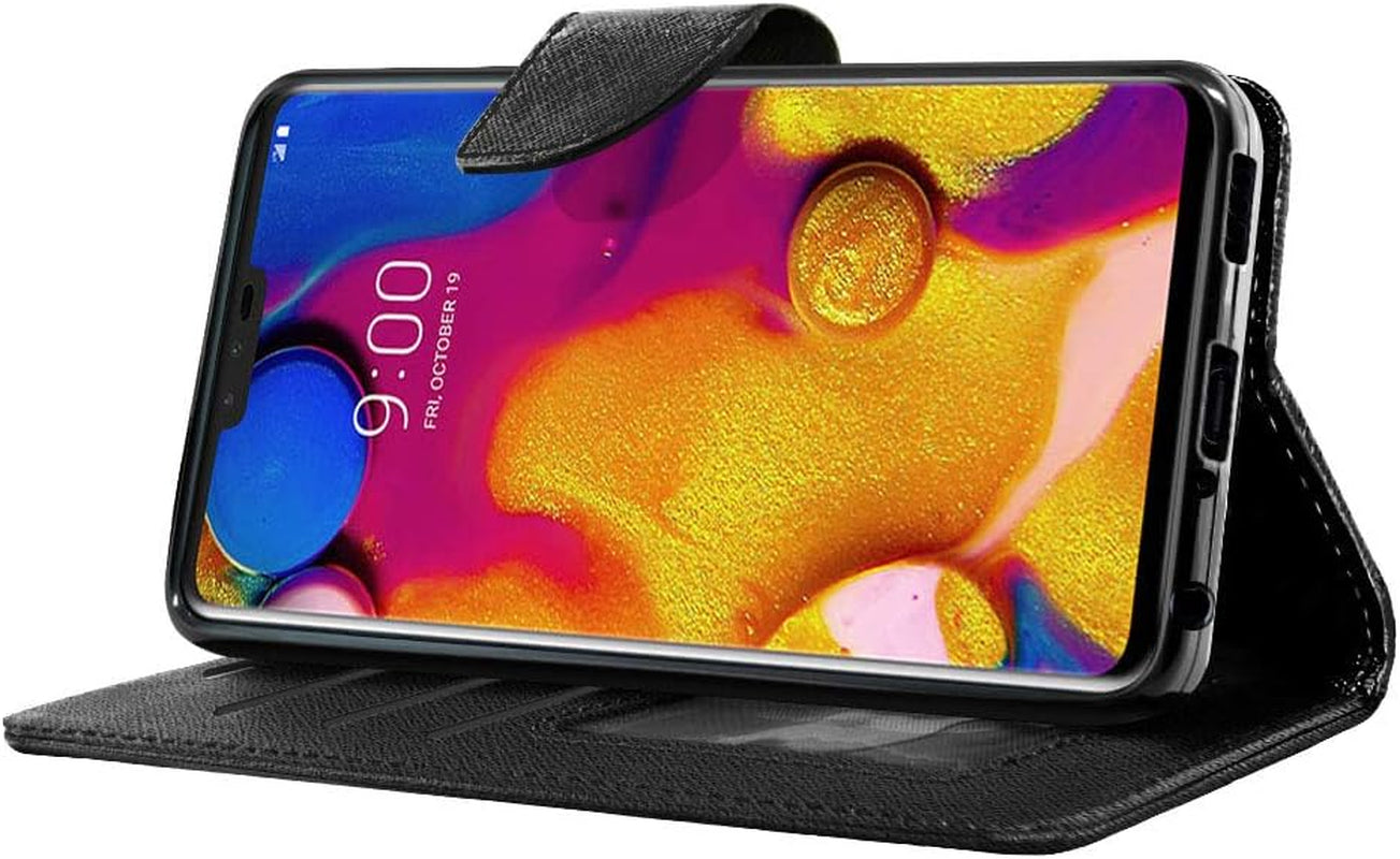 FINCIBO Case Compatible with LG V40 Thinq 6.4 Inch, Fashionable Flap Wallet Pouch Cover Case + Card Holder Kickstand for LG V40 Thinq - Red Ladybug FINCIBO