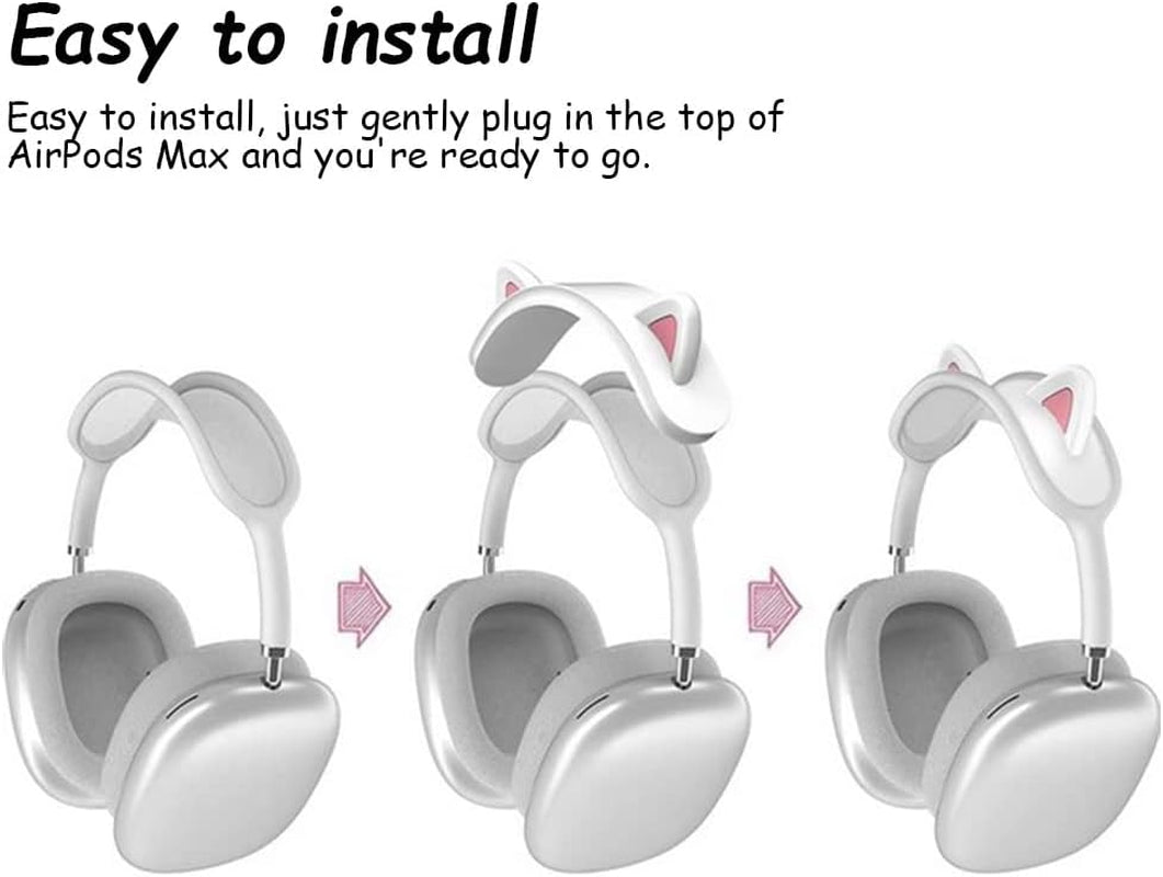 Yingbei Compatible with Airpods Max Case Cute Creative Funny Personality Cat Ear Shape Anti-Scratch Protective Cover (White) Yingbei