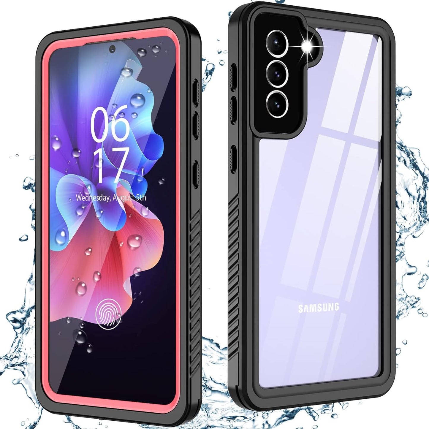 Oterkin for Samsung Galaxy S21 Waterproof Case with Built-In Screen Protector Dustproof Shockproof 360 Full Body Underwater Case for Samsung S21 5G 6.2Inch (2021) Black Oterkin Pink