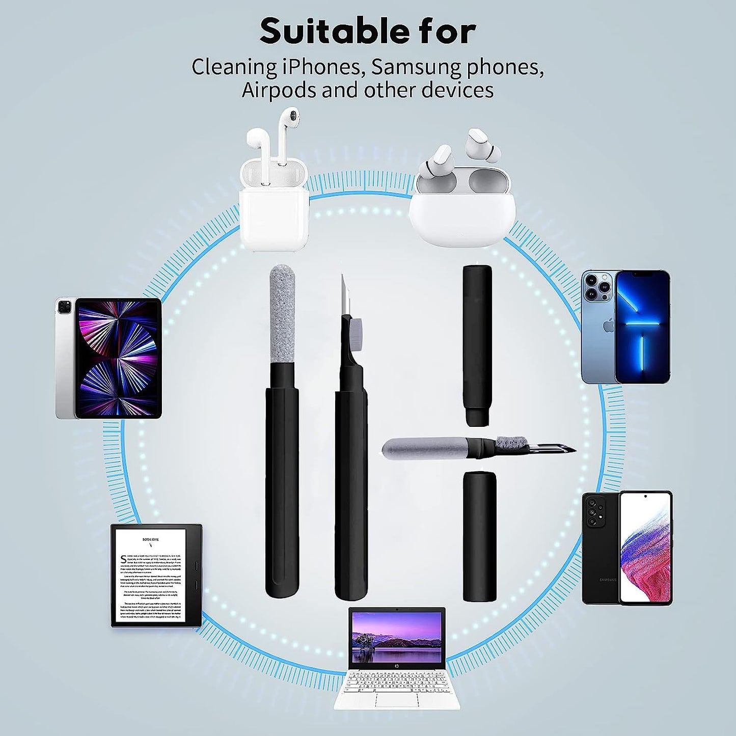 3 in 1 Electronic Cleaner Kit - YIUYIUPI Airpods Cleaning Kit, Easy to Carry, Earbud Cleaning Kit with Soft Brush, Cleaning Pen for Airpods Pro1 2 3/Earbuds/Watch/Laptop/Phone/Cameras (3 in 1 Black) YIUYIUPI