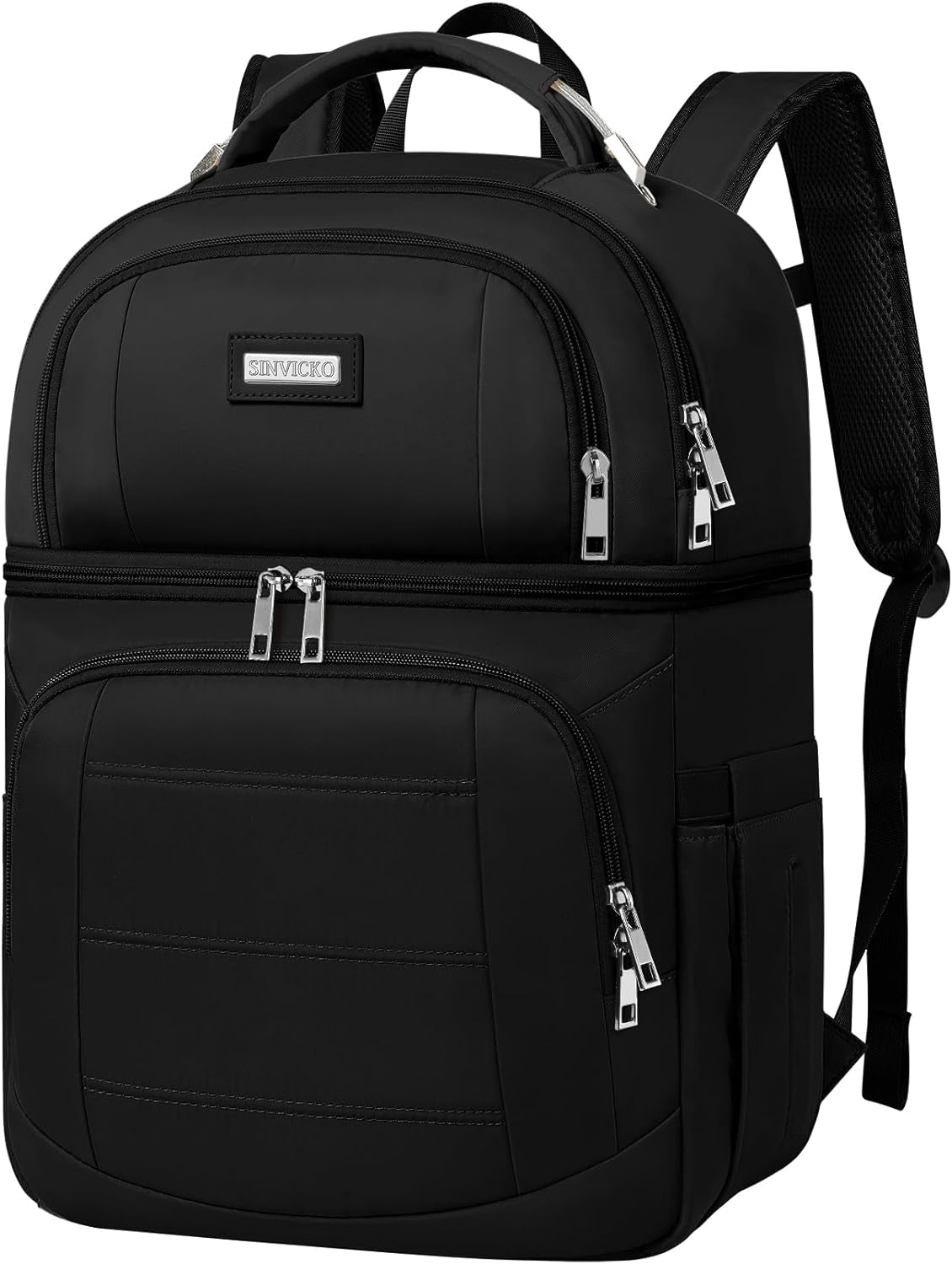 Cooler Backpack, Keeps 30 Cans Hot/Cold for up to 24 Hours, Waterproof & Leak Proof Soft Double Deck Cooler Bag - Insulated Backpack Cooler - Lunch Box Backpack for Men Women SINVICKO Black