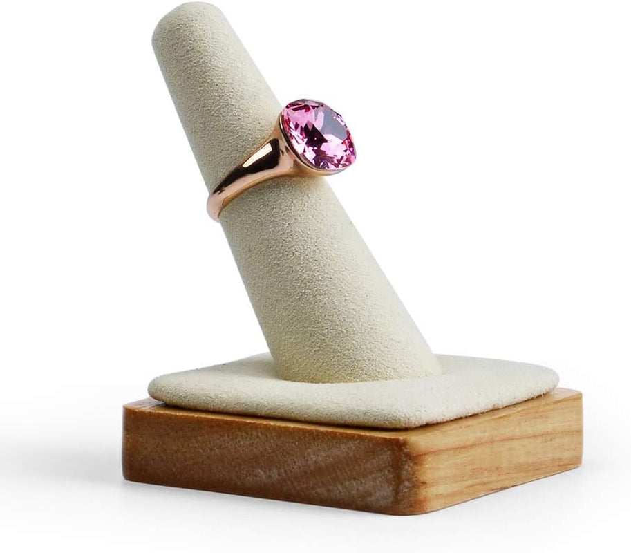 Oirlv Single Finger Wooden Ring Display Stand Jewelry Showcase Display Holder (Grey) Oirlv Creamy-white