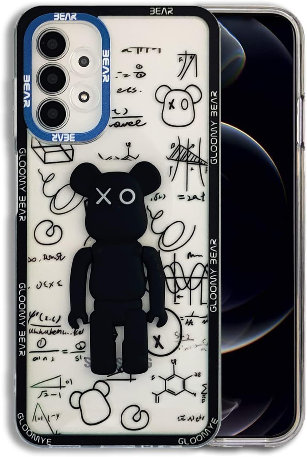 DOWINTIGER Samsung Galaxy A53 5G Case - Cool Designer 3D Bear with Kickstand Design for Boys Men, Street Fashion Soft Flexible Slim TPU Camera Lens Protective Clear Cover for Galaxy A53 - Black Bear DOWINTIGER Black Bear Kickstand Samsung Galaxy A13 4G