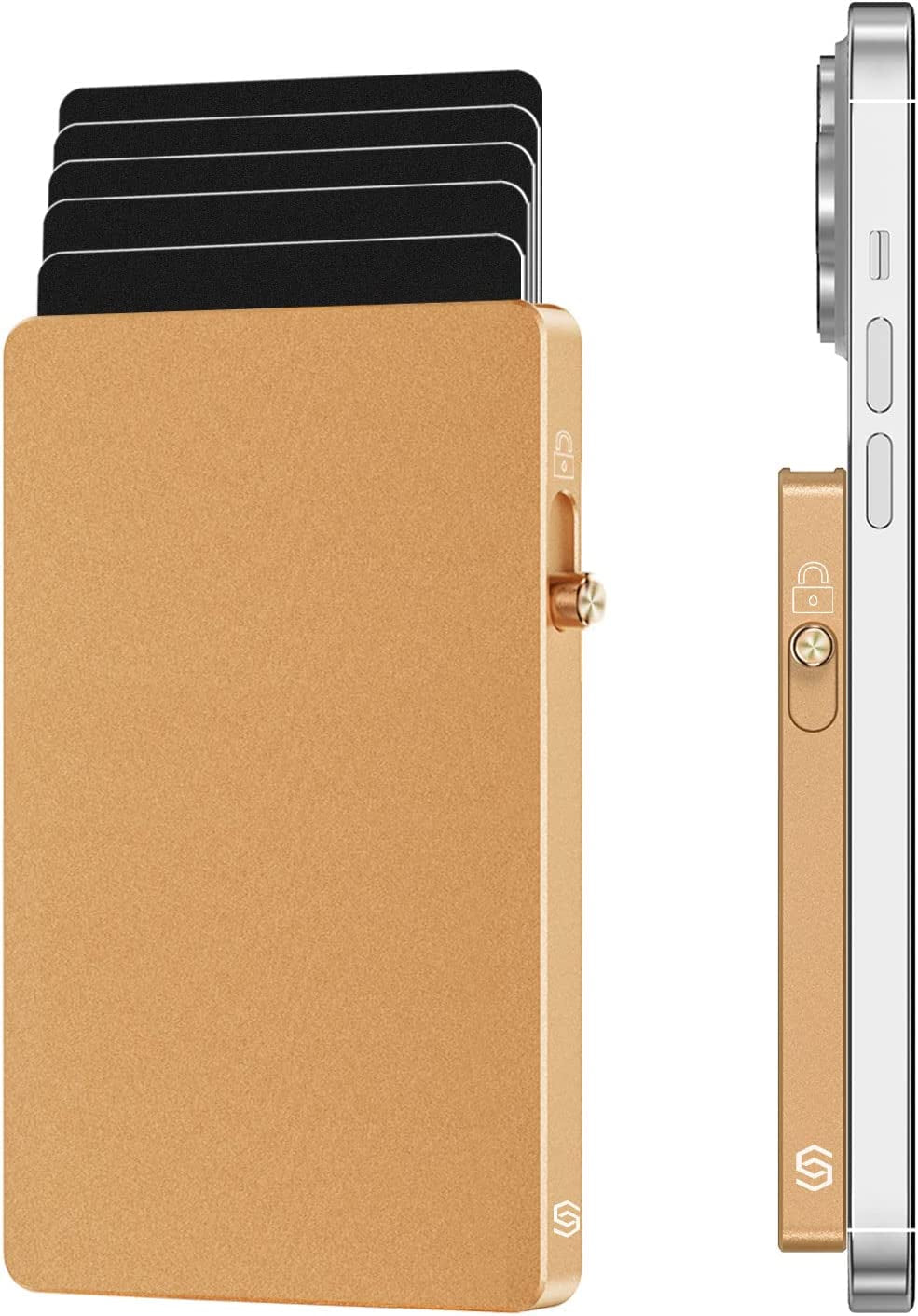 Magnetic Card Wallet Holder for Magsafe,Slim Metal Wallet Card Holder,Eject Credit Card with One Click Prevent Theft Locking Cards Function ,Card Holder for Phone Case Compatible with All Type Phone SMRA