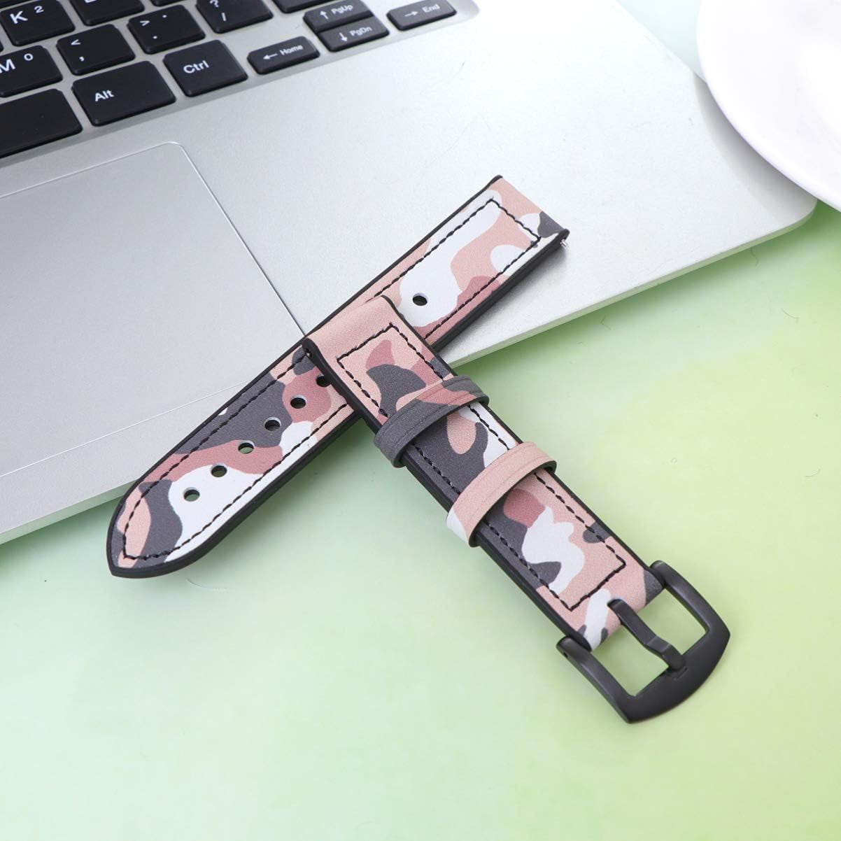 NICERIO Watch Bands Compatible for Samsung Galaxy Watch Band - 20Mm 42Mm Camo Camouflage Replacement Bands Genuine Leather Replacement Watch Strap for Galaxy for Women Men Smartwatch Bands NICERIO