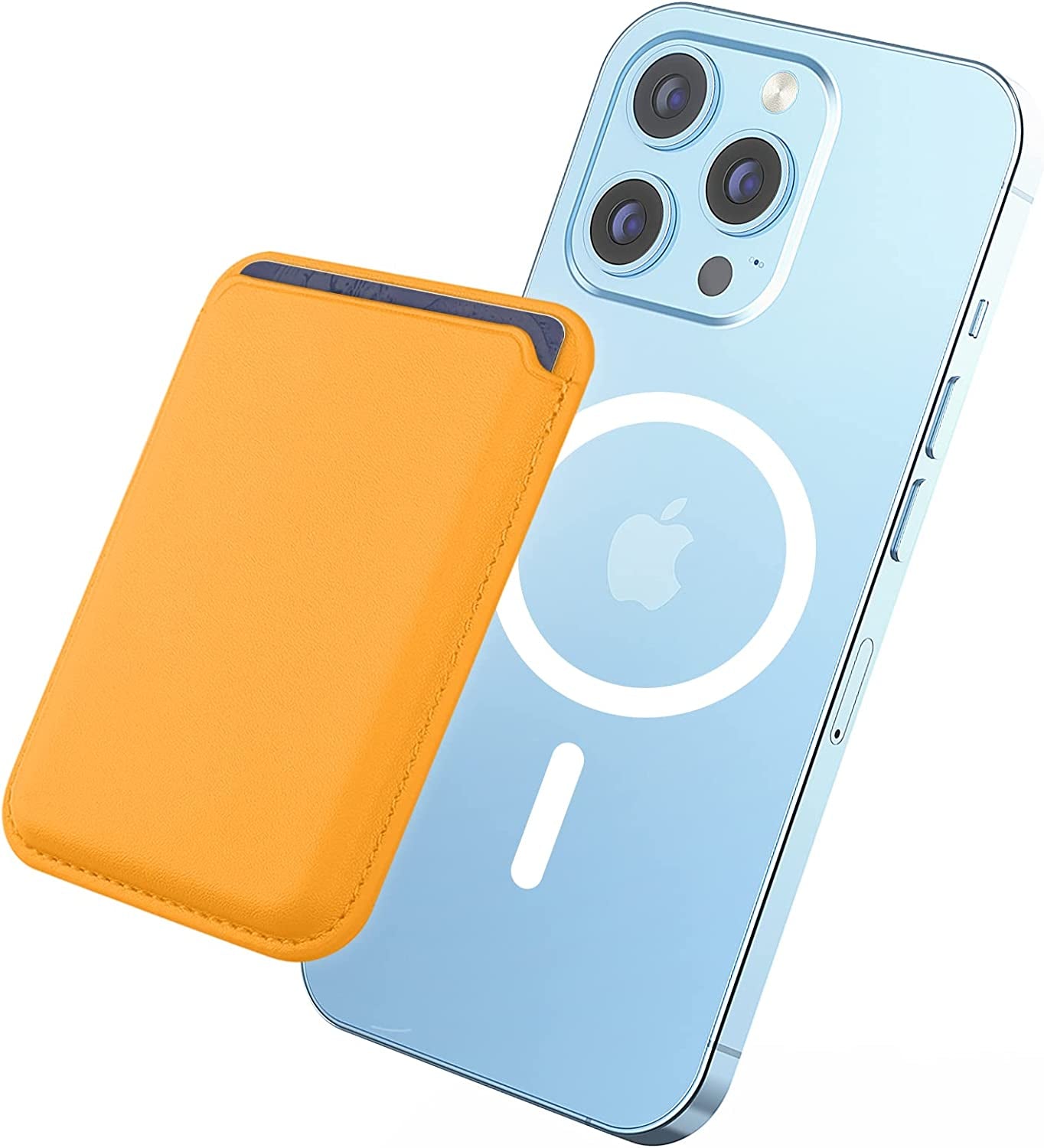 Magnetic Wallet Card Holder with Magsafe, Iphone Wallet for Apple Iphone 14 Pro Max/14 Pro/14 Plus/14, Mag Safe Wallet for Iphone 13 Pro Max/13 Pro/13/13 Mini/12/12 Pro/12 Pro Max/12 Mini, White RUWGT Yellow