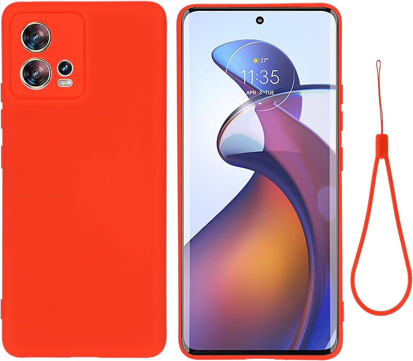 Case for Motorola Edge 30 Fusion, Liquid Silicone Protective Phone Case for Motorola Edge 30 Fusion with Silicone Lanyard, Slim Thin Soft Shockproof Cover for Motorola Edge 30 Fusion Silicone Case Generic Red Motorola Edge 30 Fusion
