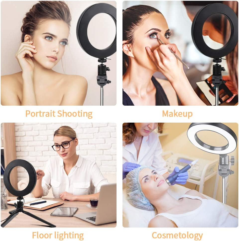 Travor 6-Inch Dimmable LED Selfie Ring Light with Adjustable Stand with Remote Control, 3 Modes and 11-Level Brightness for Youtube Makeup Photography Shooting TRAVOR