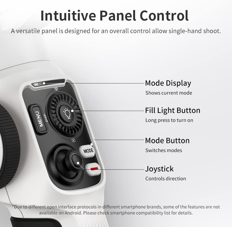 Zhiyun Smooth 5S Smartphone Gimbal Stabilizer 3-Axis with Built-In Fill Light for Iphone Android with Face Object Tracking for Vlog Video Live Stream INS Youtube (Smooth 5 Upgrade Version)-Gray zhi yun