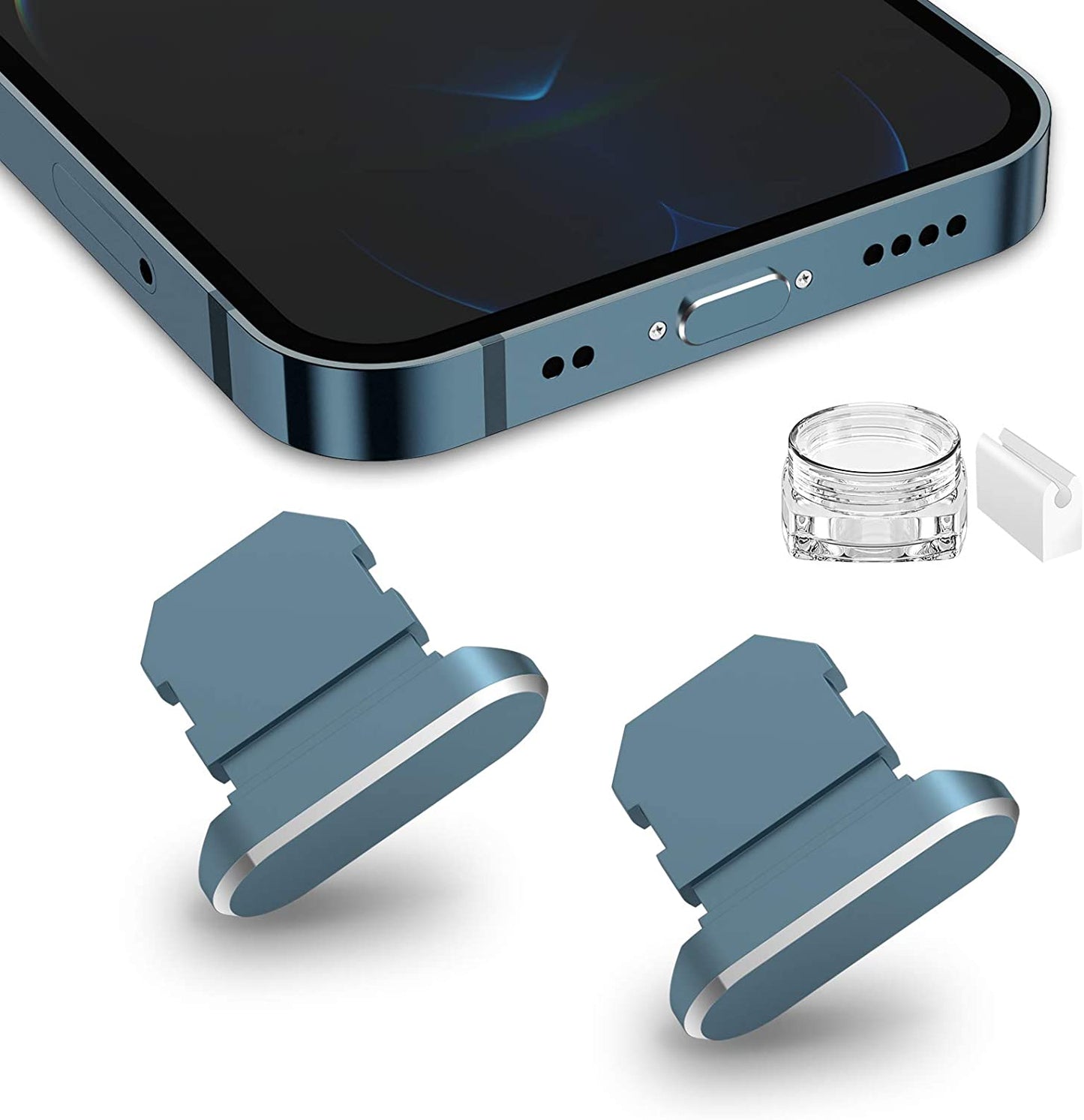 TITACUTE 2 Pack anti Dust Plugs for Iphone 14 Pro Max 13 11 12 Mini Dust Cover 8 Pin Dust Plug + Mini Storage Box Iphone Charging Port Plugs for Iphone Xs XR X 8 7 plus SE Airpods Ipad Mini Air Black TITACUTE Grey