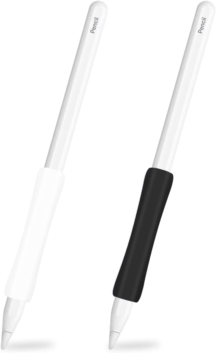 Proelife 2-Pack Ergonomics Grip Holder for Apple Pencil 2Nd Gen Stylus Accessory Slim Silicone Protective Sleeve Cover Holder without Interference for Apple Pencil 2 Magnetic Charging (Pink/Purple) ProElife Black/White