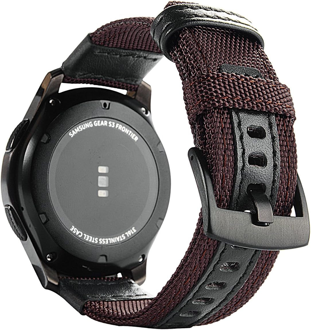 Maxjoy Galaxy Watch 46Mm/ Galaxy Watch 3 45Mm Bands, Gear S3 Frontier Classic Nylon Band, 22 Mm Quick Release Replacement Strap Large Sport Wristband Compatible Samsung Gear S3 Smart Watch, Black Maxjoy Brown