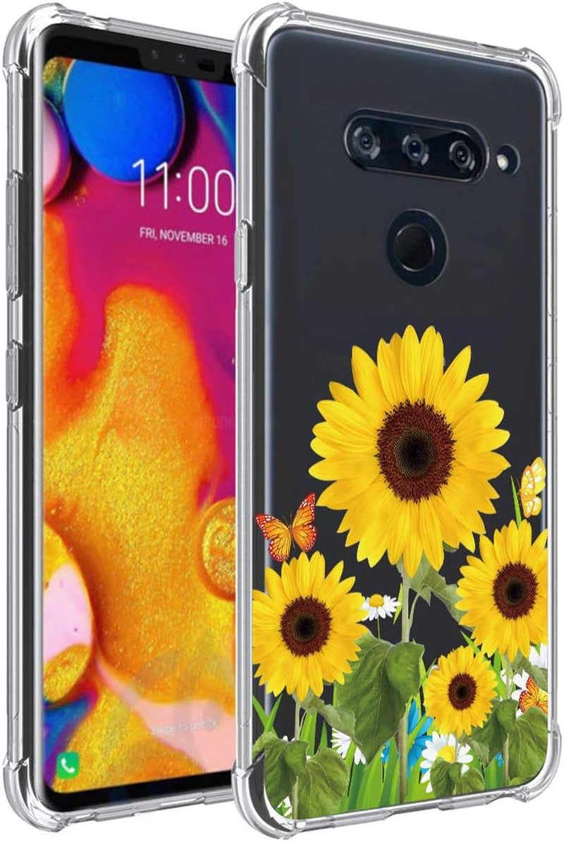 Gufuwo Flowers Clear Slim Designed for LG V40 Thinq Case,For LG V40 Case, Shock-Absorption Floral Flexible Soft TPU Protective Case Cover for LG V40 Thinq (Cactus) Gufuwo Sunflower