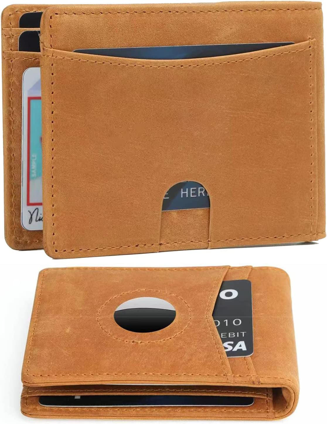 Tidoneam Mens Wallet with Money Clip RFID Blocking Slim Card Holder for Men with Gift Box Tidoneam yellowish brown