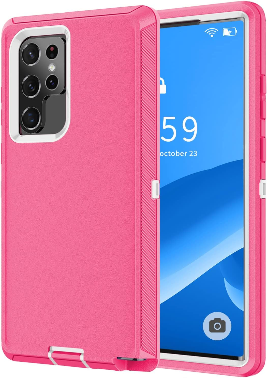 SZFIRSTEY Case for Galaxy S22 Ultra, Drop Protection Rugged Shockproof Military Protective Bumper Phone Cover Armor Heavy Duty for Samsung Galaxy S22 Ultra (Black) SZFIRSTEY Hot Pink/White Galaxy S22 Ultra