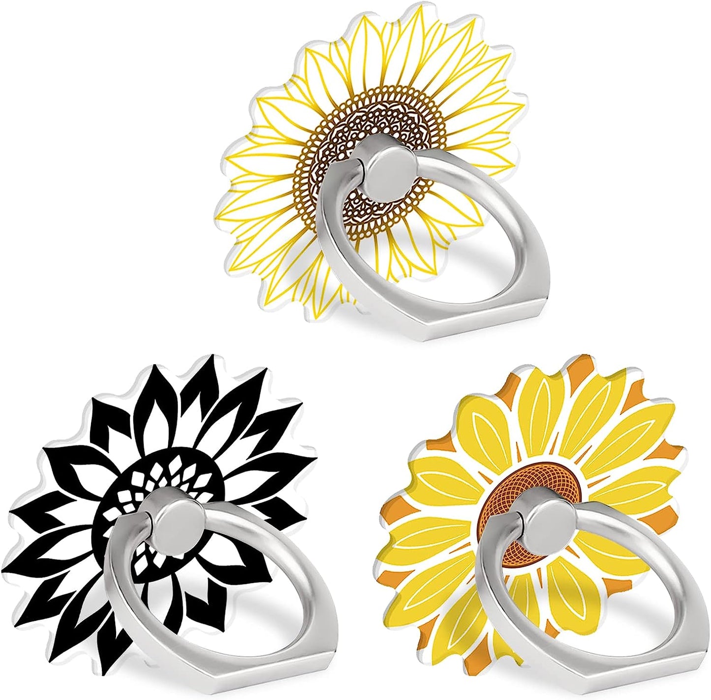 BF2JK Cell Phone Love Ring Holder Stand Clear Diamond Finger Grip Loop 360 Degree Rotation Finger Ring Stand Blue Green Colorful Mermaid Scales BF2Jk sunflower-1