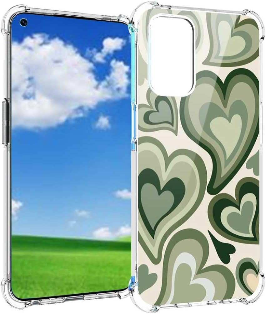 Saiaty Lideqee Designed for Oneplus Nord N200 5G/Oppo A93 5G Case, Pink Love Heart Coffee Latte Swirls Valentines Graphic Designed for Oneplus Case Women Girls, Soft TPU Trendy Case for Oneplus saiaty lideqee Sage Green 3