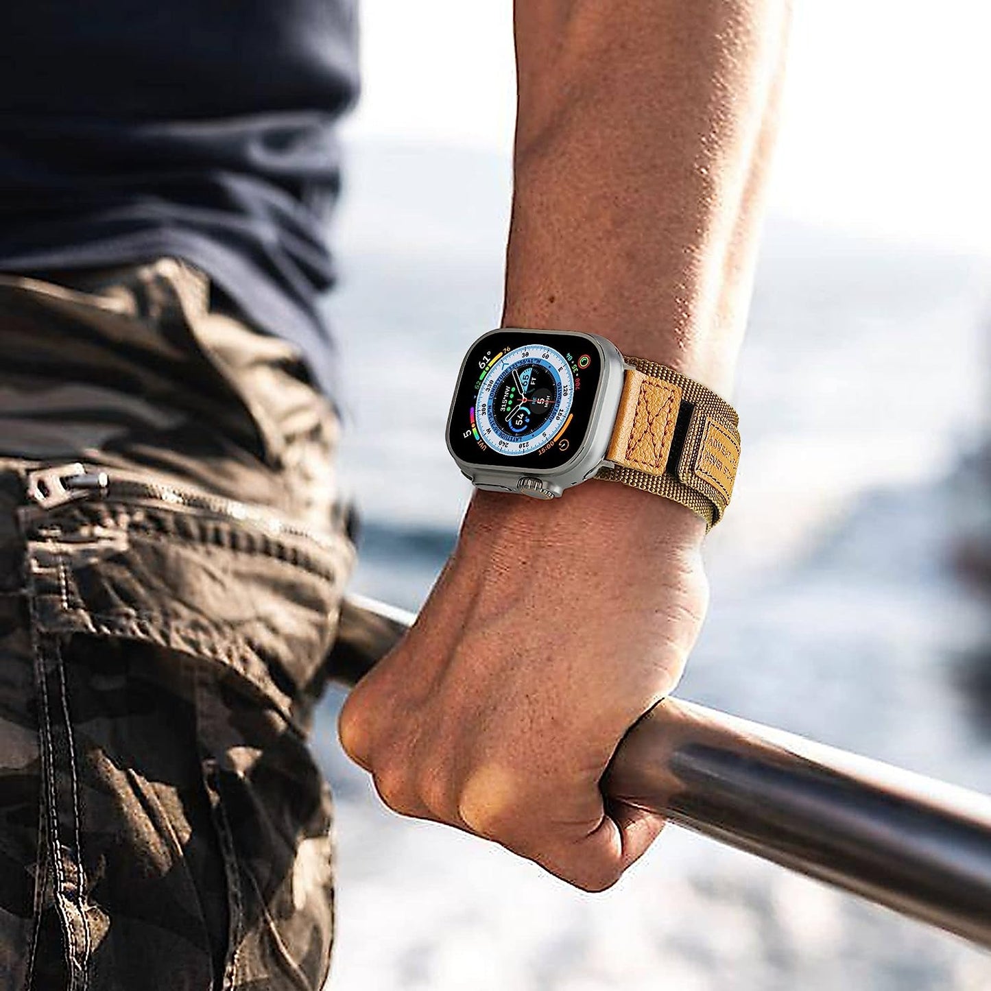 Wide Nylon Band Compatible with Apple Watch Band 49Mm 45Mm 44Mm 42Mm, Breathable Outdoor Sport Bracelet with 3 Loops, Men Military Rugged Strap for Iwatch Bands Series 8/7/6/5/4/3/2/1/SE Ultra Melyis