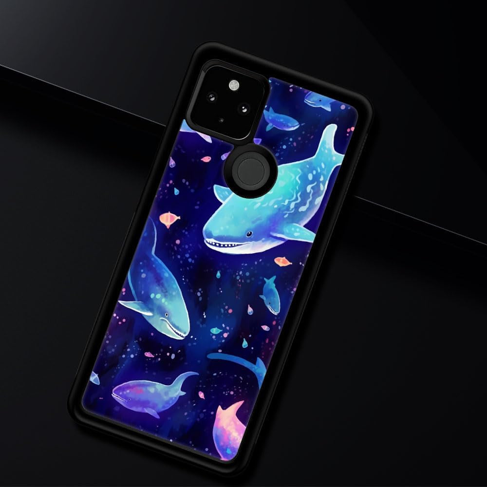 CARLOCA Compatible with Google Pixel 5 Case,Corlorful Purple Shark Pattern Design for Girl Boy Shockproof Anti-Scratch Case for Google Pixel 5 CARLOCA